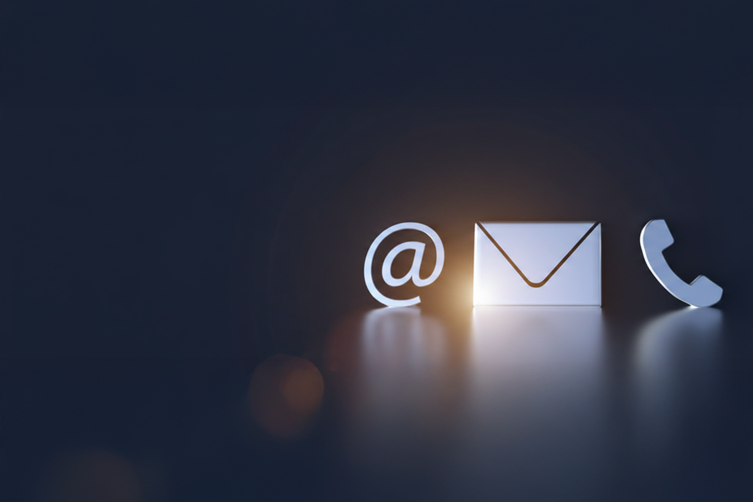 a blue background with a glowing blue envelope sitting on the right of the image